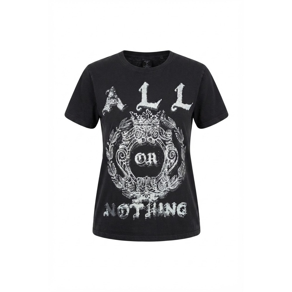 Juicy Couture VTG USA Black Grunge Y2K All Or Nothing Distressed T-Shirt sz L-XL